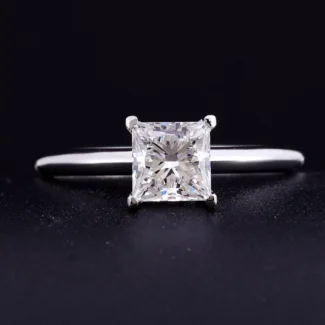 Classic Princess Cut Lab Diamond Solitaire Ring in 18k White Gold