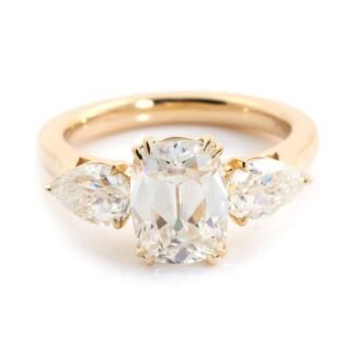 Gorgeous 1.7CT cushion cut Yellow Gold Moissanite Ring