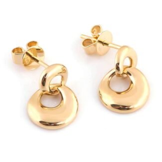 Modern Double Circle Gold Drop Earrings