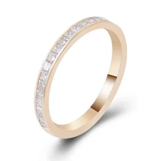 Glamorous Yellow Gold 0.57CTW Princess Cut Moissanite Eternity Band