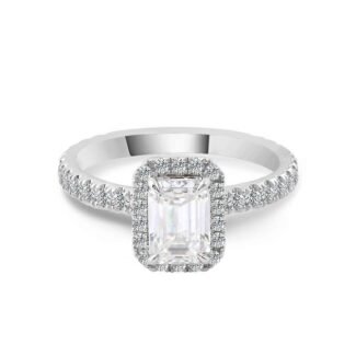 Exquisite White Gold Moissanite Emerald Cut Ring