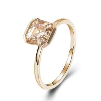 Stunning Yellow Gold 2.5CT Asscher Cut VVS Moissanite Ring