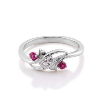 Colorless And Red Moissanite Ring