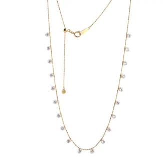 Adjustable Round Lab Diamond Station Necklace in 18k Yellow Gold