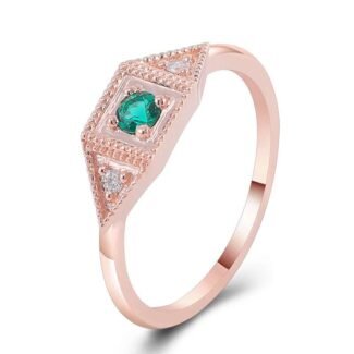 Charming Rose Gold 0.134CTW Round Cut Lab Gemstone Three Ring