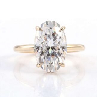 double hidden halo engagement ring | Moissanite 4-Prong Solitaire with Invisible Accent Band