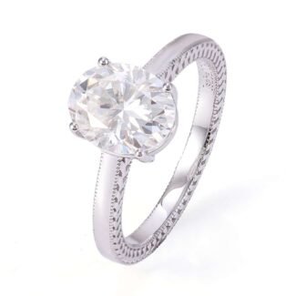 Gorgeous White Gold 3CT Oval Cut Moissanite Ring