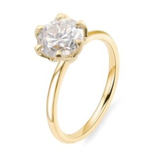 Classic 6-Prong Round Cut Moissanite Solitaire Engagement Ring