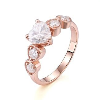 Romantic Rose Gold 1.2CT Heart Cut Moissanite Ring