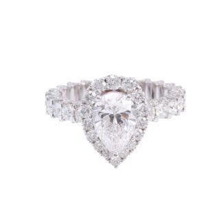 Pear-Shaped Diamond Halo Eternity Ring