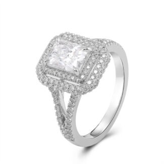 2ct Dazzling Radiant Moissanite with Melee Halo