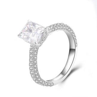 2ct Radiant Cut Luxury Pave Moissanite Engagement Ring