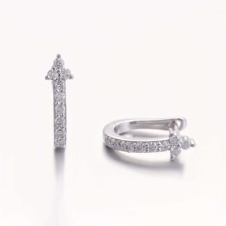 Gorgeous White Gold Moissanite Round Cut Huggie Earrings