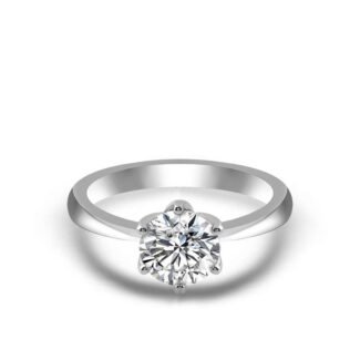 Elegant 0.7CT Brilliant Round Cut Moissanite White Gold Ring