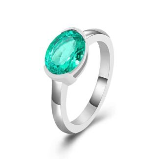 Dazzling White Gold 2.5CT Lab Grown Emerald Solitaire Ring