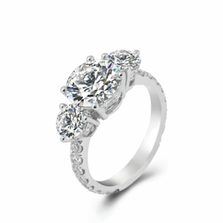 3-Stone Hidden Halo Engagement Ring