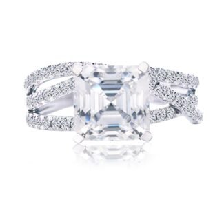 3.0ct Luxury Asscher Moissanite Split Twist Shank Ring