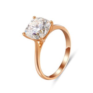 3.5ct Classic Solitaire Colorless Cushion Moissanite Ring