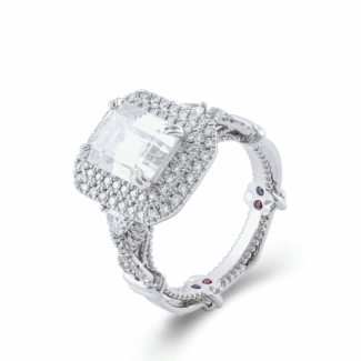 3ct Art Deco Double halo Engagement Ring