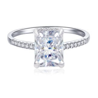 3ct Octangle Moissanite with Side Stones Engagement Ring