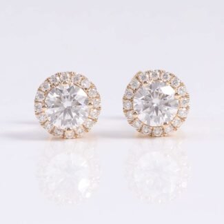 Elegant Round Cut Yellow Gold Moissanite Earrings