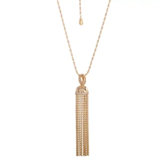 Golden Tassel Pendant | 18K Yellow Gold Pendant with Lab Diamond Cascading Fringe（pendant only）