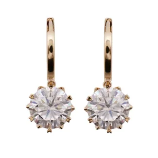 Exquisite Yellow Gold Moissanite Drop Earrings