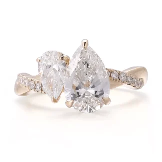 Twin Pear Lumina Ring | Dual Moissanite Pear-Cut Ring with Moissanite Shoulders