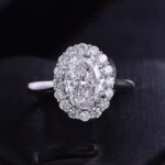 Classic Oval Cut Lab Diamond Halo Ring in 18k White Gold