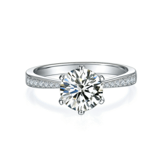 Elegant 6 claw round shaped moissanite solitaire ring