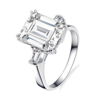 Emerald & Baguette Moissanite Engagement Ring (5 Carat)