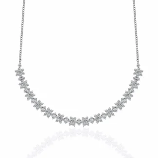 Flower Tennis Chain Choker Moissanite Strand Necklace