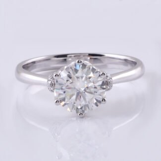 8MM Round Brilliant Cut Moissanite Engagement Ring