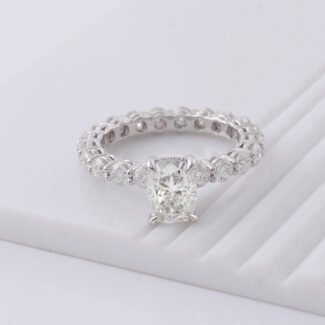 4 Prong Flower Cluster Diamond Moissanite Ring