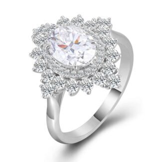 Stunning 2.5CT Moissanite Oval Cut Floral Halo Ring