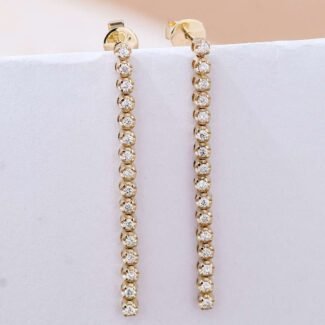 Exquisite Yellow Gold Moissanite Round Cut Stud Earrings