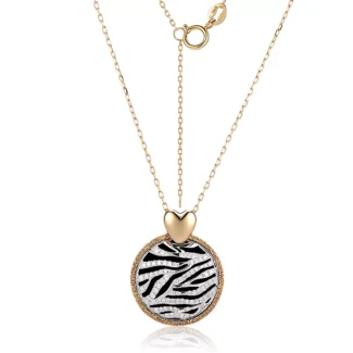 Leopard Print Lab Diamond Halo Disc Pendant in 18k Yellow Gold | Pendant Only