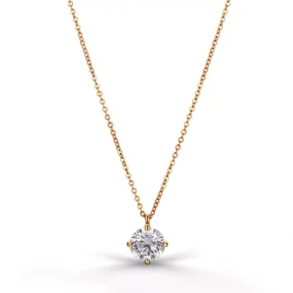 Aureate Solitaire Pendant | 1ct Round Lab Diamond Pendant in 18K Yellow Gold