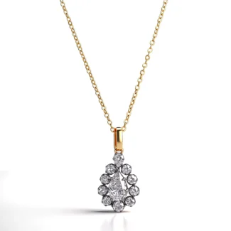 Pear of Starlight Pendant | 18K Waterfall-Inspired Diamond Pendant with Diamond Halo（Pendant Only）