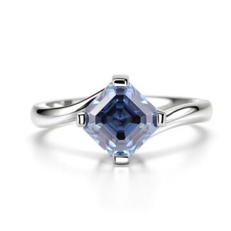 Twist Asscher Cut Sapphire Engagement Ring