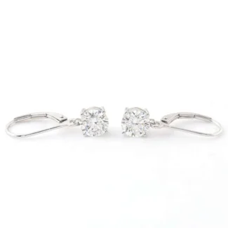Fabulous White Gold Round Cut Moissanite Drop Earrings