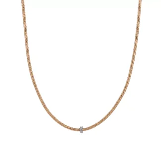 Golden Weave Solo Diamond Necklace | 18K Yellow Gold Rope Chain with Round Lab Diamond Pendant