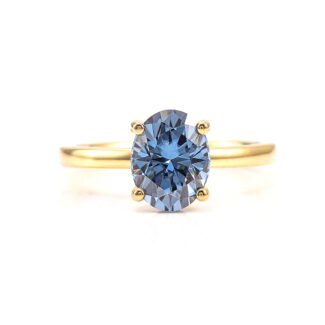 Blue Moissanite 1 Carat Oval Cut Engagement Ring