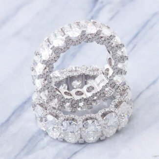 Gemstone Band Round Cut Eternity Rings