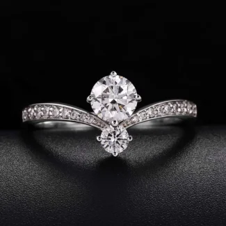 White Gold 0.5CT Round Cut Lab Diamond Engagement Ring