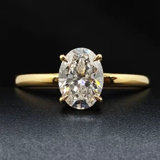 Classic Oval Cut Lab Diamond Solitaire Ring in 18k Yellow Gold