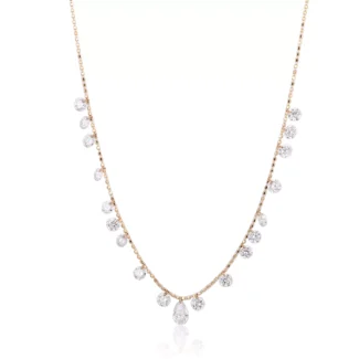 Pear Shape Lab Diamond Necklace | 18K Yeloow Gold Lab Diamond Choker with 19-Bead Accents​