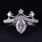 Luxury Vintage 0.85ct Oval Lab Diamond V-Shape Crown Ring