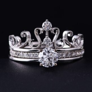 Exquisite 0.5CT Crown Design Lab-Grown Diamond Ring Set