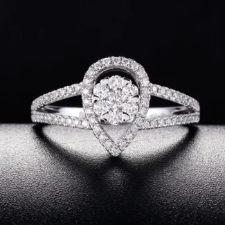 Glamorous 0.2CTW Round Cut White Gold Lab Diamond Pave Ring